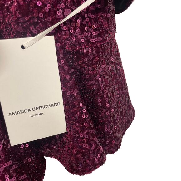 NWT Amanda Uprichard Natasha Top in Port Purple Sequin Embellished Womens Medium - Picture 6 of 8